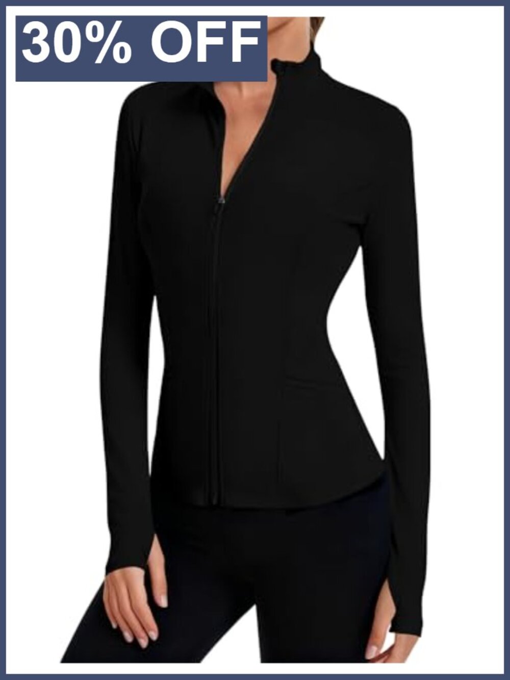 Women's Cropped Athletic Zip Up Jacket Long Sleeve Thumbholes Workout Gym Yoga